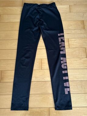 Kids Black Leggings with Side Script